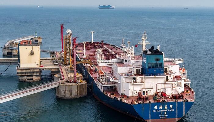 An oil tanker unloads crude oil at a terminal at the port in Qingdao, in China’s eastern Shandong province, March 11, 2026. — AFP