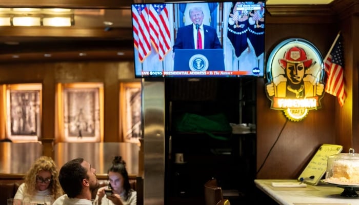 President Donald Trump pauses as he finishes speaking about the Iran war from the Cross Hall of the White House on Wednesday, April 1, 2026, in Washington. — Reuters