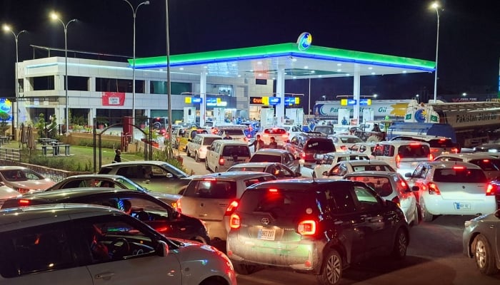 Vehicles wait for their turn to get fuel at a petrol station, as Pakistan raises fuel prices amid the US-Israeli conflict with Iran, in Islamabad, Pakistan April 2, 2026. — Reuters