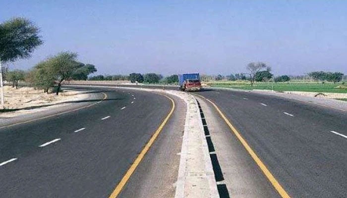 This undated image shows a truck is passing through a section of Motorway. — Radio Pakistan/File
