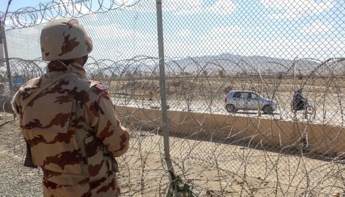 A Pakistani soldier keeps watch at the Pakistan-Afghanistan border in Chaman, March 19, 2026. — AFP