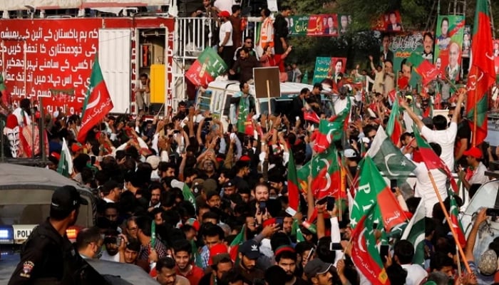 A general view of PTIs rally in Lahore, on October 28, 2022. — Reuters