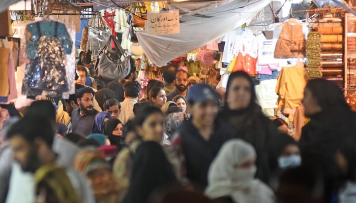 A view of the rush in a local market in Karachi as preparations for the upcoming Eid ul Fitr continue, March 16, 2026. — AFP/File