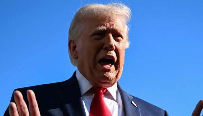 US President Donald Trump speaks to the press, as he departs from the White House, en route to Joint Base Andrews (JBA), in Washington, DC, US, April 11, 2026. — Reuters