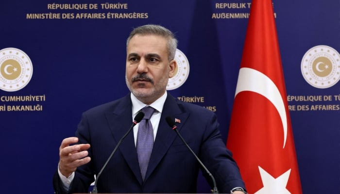 Turkiye´s Foreign Minister Hakan Fidan attends a joint press conference with his German counterpart following their meeting in Ankara, March 12, 2026. — AFP