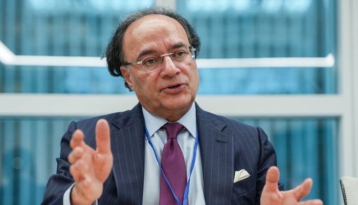 Pakistan Finance Minister Muhammad Aurangzeb speaks during an interview at the International Monetary Fund and World Bank Group’s annual spring meetings in Washington DC, US, April 13, 2026. — Reuters