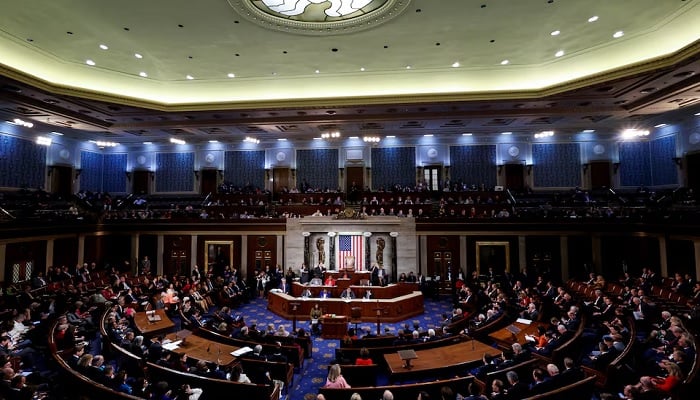 Members of US House of Representatives gather for fourth round of voting for new House Speaker on second day of 118th Congress at US Capitol in Washington, US, January 4, 2023. — Reugers