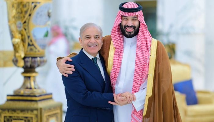 Prime Minister Shehbaz Sharif (left) with Saudi Crown Prince Mohammed bin Salman in Jeddah on April 15, 2026. —X@PakPMO