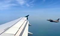 VIDEO: Fighter jets accompany PM Shehbaz's aircraft upon arrival in Qatar