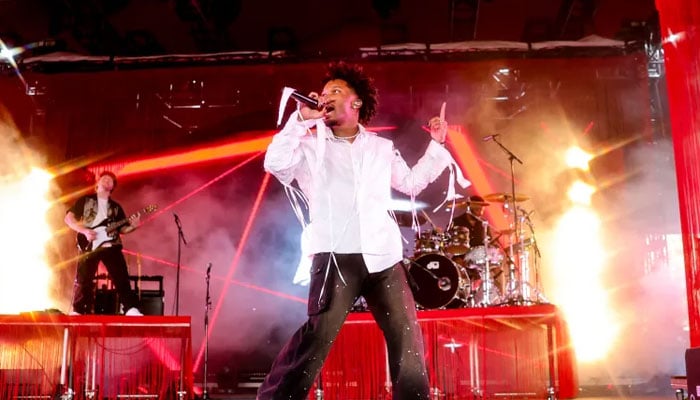 Rapper David Burke, who goes by the stage name d4vd, performs at the 2025 Coachella Valley Music and Arts Festival Indio, California, April 11, 2025. — AFP