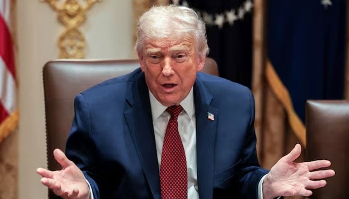 US President Donald Trump gestures as he attends a roundtable discussion on the day he announced an aid package for farmers, at the White House in Washington, DC, December 8, 2025.— Reuters