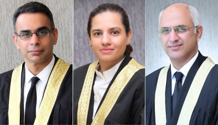 From left — Justice Babar Sattar, Justice Saman Rafat Imtiaz and  Justice Mohsin Akhtar Kayani. — IHC