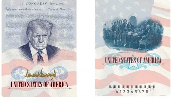 A US passport featuring an image and signature of US President Donald Trump is seen this rendering released by the State Department in Washington, DC, US, April 28, 2026. — X/@StateDept