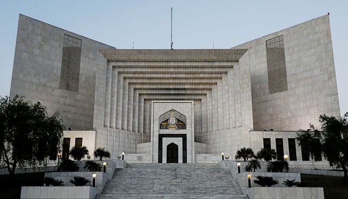 Panoramic view of the Supreme Court of Pakistan building in the evening on April 7, 2022 in Islamabad, Pakistan. — Reuters