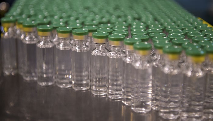 This representational image shows bottles of vaccines at a company. — AFP/File