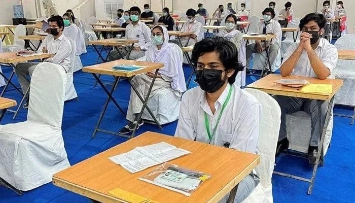 This file photo shows students appearing in Cambridge examinations. — X/@DCSouthKarachi