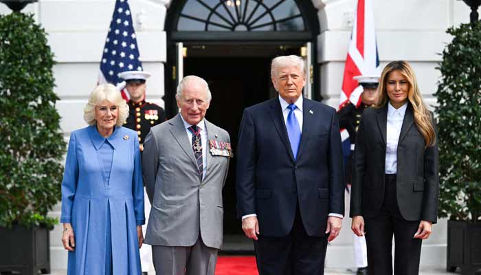 Britains King Charles, Queen Camilla, U.S. President Donald Trump and first lady Melania Trump during a farewell ceremony at the White House on the final day of the King and Queens state visit, in Washington, DC, US, April 30, 2026.— Reuters