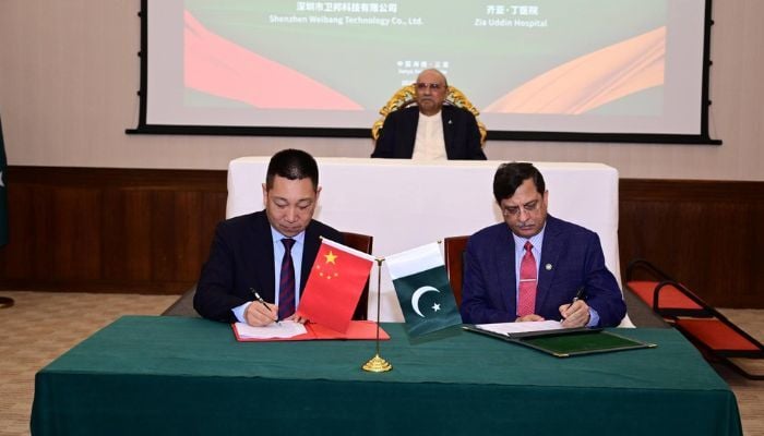 Officials of Pakistan and China sign agreement in Sanya, China on May 1, 2026. — Facebook @PresOfPakistan