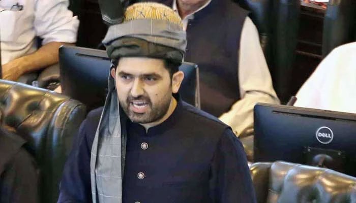 Khyber Pakhtunkhwa  Chief Minister  Sohail Afridi speaks during an assembly session on October 13, 2025. — APP