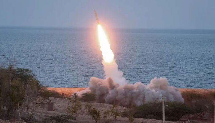 A missile launch during the December 2021 Great Prophet 17 exercise in southwestern Iran. — Reuters/File