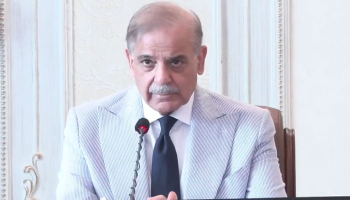 Prime Minister Shehbaz Sharif chairs a federal cabinet meeting in Islamabad on May 14, 2026. — Screengrab via Geo News
