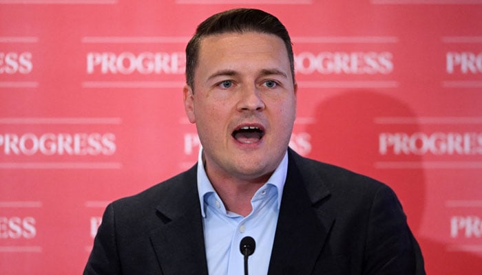 Britain’s former Health Secretary Wes Streeting delivers a keynote address at the Progress annual conference 2026, in London, Britain, May 16, 2026. — Reuters