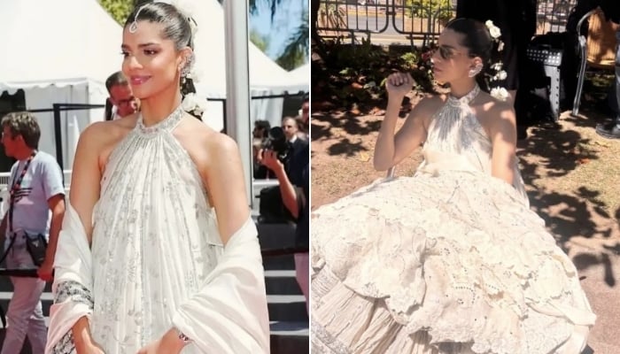 Pakistani actor Sanam Saeed makes her appearance at the red carpet of the Cannes Film Festival 2026.— Instagram/@Mohibmirza