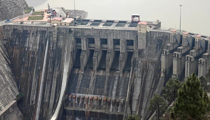 A view of Baglihar Dam, also known as Baglihar Hydroelectric Power Project, on the Chenab river, which flows from Indian Illegally Occupied Jammu & Kashmir (IIOJK) into Pakistan, at Chanderkote in the Jammu region, May 6, 2025.— Reuters