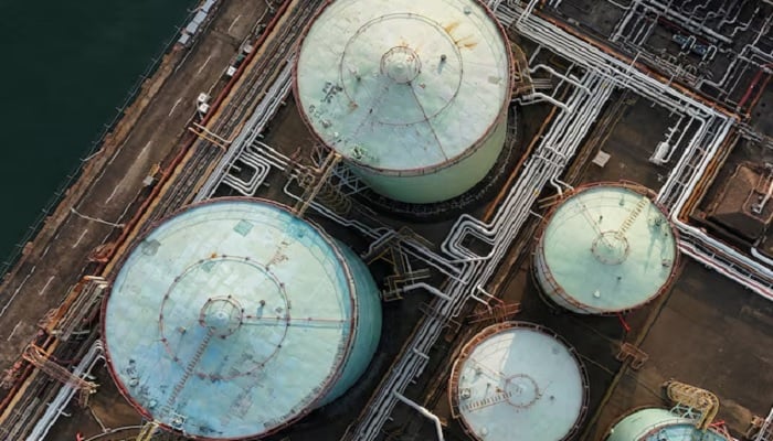 A drone view shows oil storage tanks at a depot at Tsing Yi port in Hong Kong, China March 19, 2026. — Reuters
