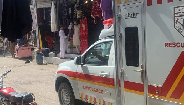 An ambulance arrives at the site of the blast in Wana, South Waziristan, on May 18, 2026. — Reporter