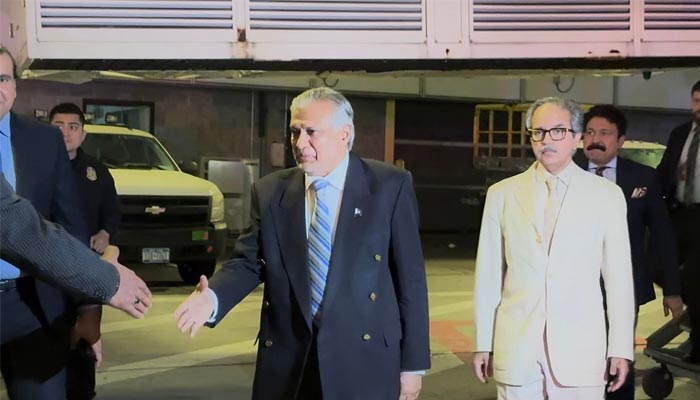 Deputy Prime Minister and Foreign Minister Ishaq Dar arrives in New York on May 26, 2026. —X/@ForeignOfficePk