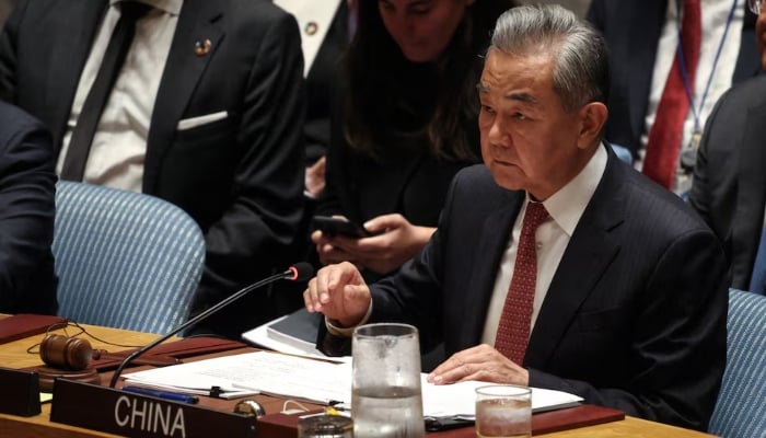 Chinese Foreign Minister Wang Yi attends a Security Council meeting at the United Nations headquarters in New York City, US, May 26, 2026. — Reuters