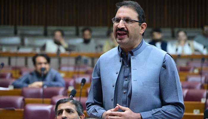 PTI-backed MNA, Junaid Akbar addressing in the National Assembly on April 3, 2026. — Facebook@NationalAssemblyOfPakistan
