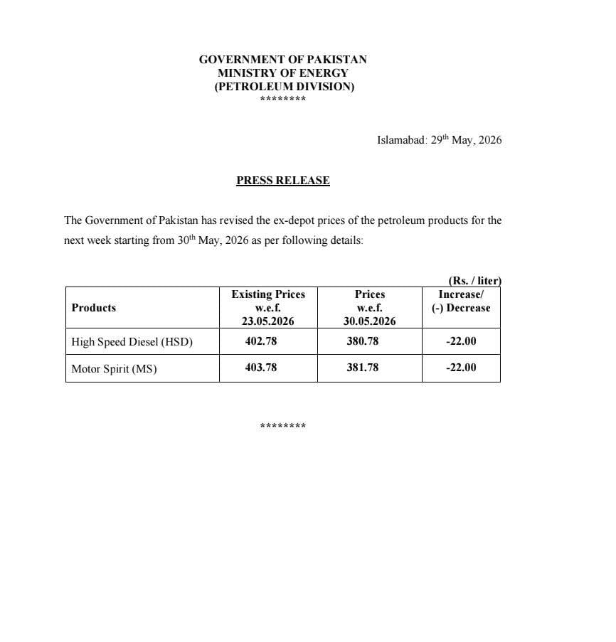 Petrol, diesel prices cut by Rs22 per litre