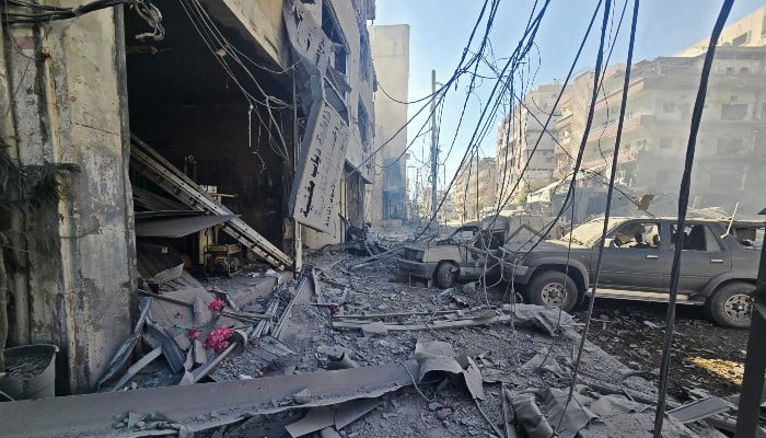 Damaged cars and rubble of a destroyed building are pictured at the site of an Israeli strike in the southern Lebanese city of Tyre on May 31, 2026. — AFP