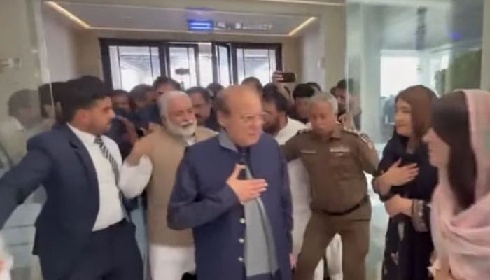 PML-N President Nawaz Sharif arrives in Gilgit, June 2, 2026. — Screengrab via Geo News