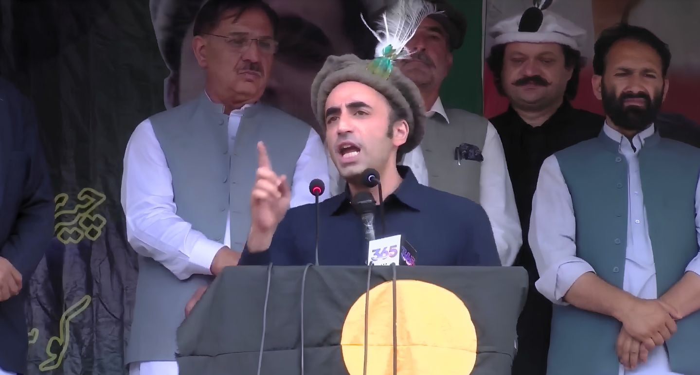 Pakistan Peoples Party (PPP) Chairman Bilawal Bhutto-Zardari addresses an election rally in Diamer, Gilgit-Baltistan, June 3, 2026. — Screengrab via YouTube/Geo News