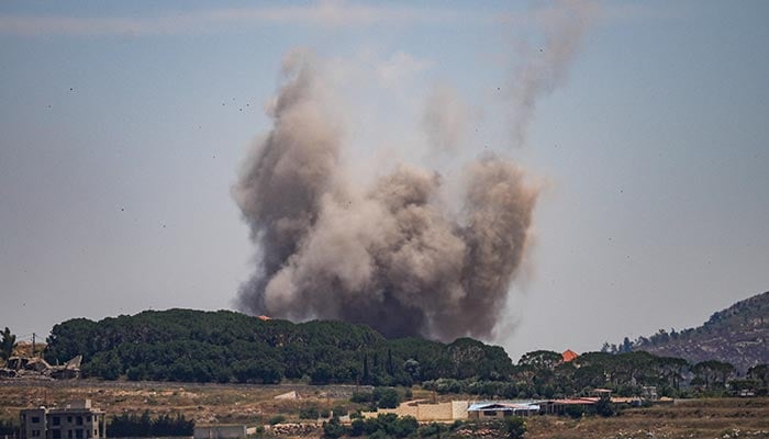 Smoke billows from southern Lebanon, following Israeli strikes, as seen from Nabatieh, Lebanon, June 3, 2026. — Reuters