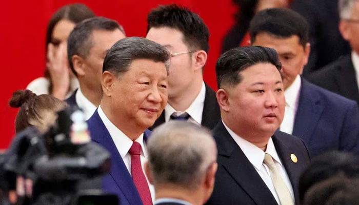 Chinese President Xi Jinping and North Korean leader Kim Jong Un arrive for a reception marking the 80th anniversary of the end of World War Two, at the Great Hall of the People in Beijing, China September 3, 2025.— Reuters/File