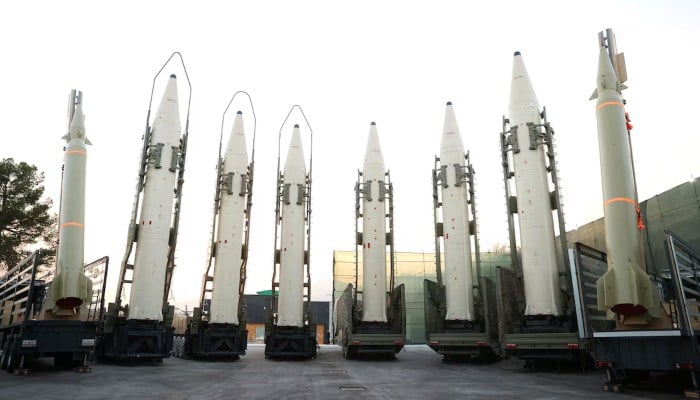 Iranian ballistic missiles are displayed during the ceremony of joining the Armed Forces, in Tehran, Iran, August 22, 2023. — Reuters