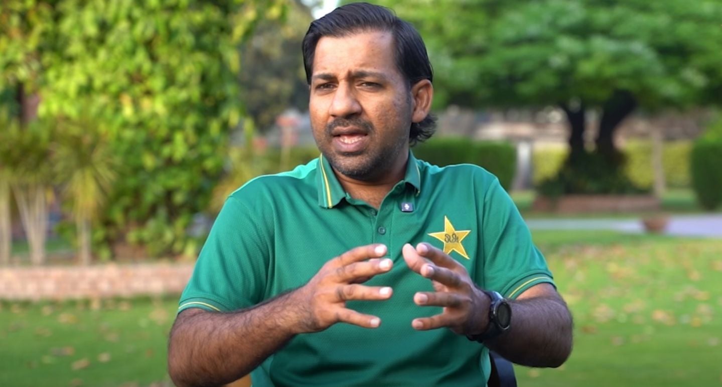 Pakistan Test head coach Sarfaraz Ahmed can be seen in this screen grab taken from a video. — PCB