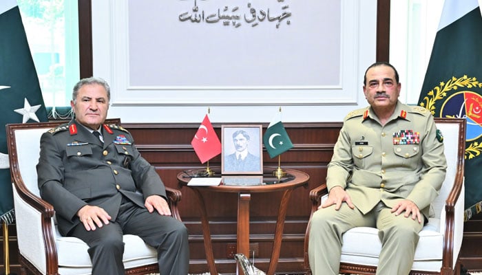Commander of Turkish Land Forces General Metin Tokel (left) calls on CDF Asim Munir at GHQ, Rawalpindi, on June 11, 2026. — ISPR