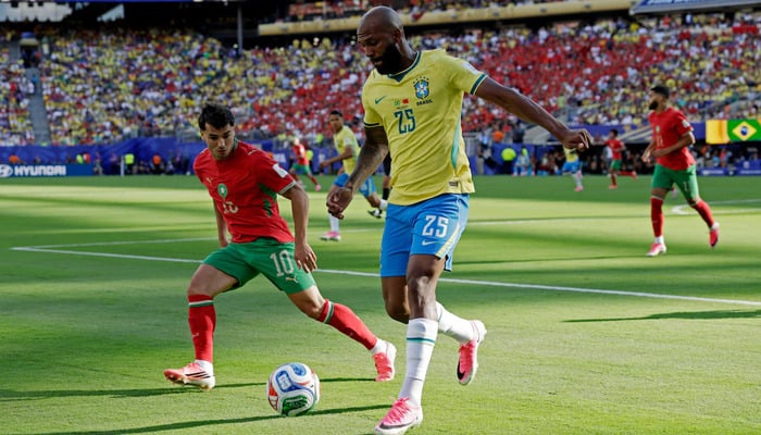 Brazils Igor Thiago in action with Moroccos Brahim Diaz at New York/New Jersey Stadium, East Rutherford, New Jersey, US, on June 13, 2026. — Reuters