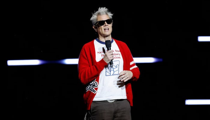 Johnny Knoxville, a cast member in the upcoming film Jackass: Best and Last, speaks during the Paramount Pictures presentation at CinemaCon, the official convention of Cinema United, in Las Vegas, Nevada, U.S., April 16, 2026. — Reuters