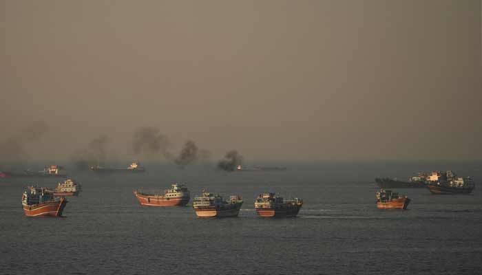 Vessels at the Strait of Hormuz, as seen from Musandam, Oman, June 15, 2026.— Reuters