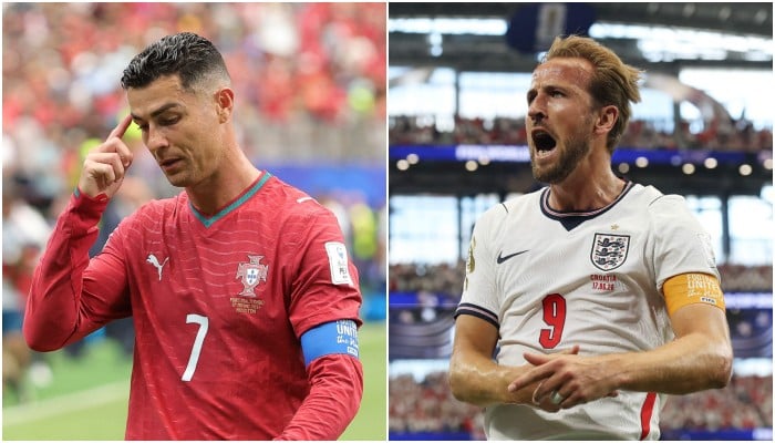 Photo shows a collage of Harry Kane #9 of England and Cristiano Ronaldo #7 of Portugal, June 17, 2026. — AFP