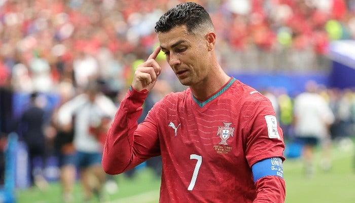 Cristiano Ronaldo #7 of Portugal walks off the pitch after the 1-1 draw during the Fifa World Cup 2026 Group K match between Portugal and Congo DR at Houston Stadium on June 17, 2026, in Houston, Texas, US.
