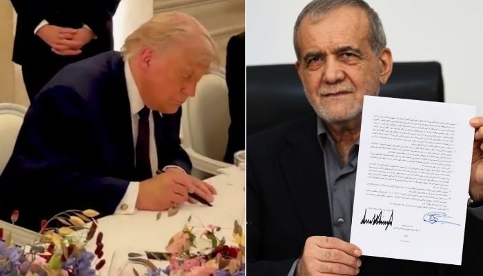 US President Donald Trump (left) and Iran’s President Masoud Pezeshkian sign deal to end Middle East War on June 17, 2026. — @XWhiteHouse/X@Iran_GOV