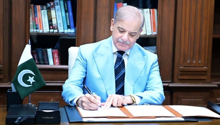 Prime Minister Shehbaz Sharif signs the Islamabad Memorandum of Understanding as mediator, formally sealing the peace agreement between Iran and the US, in Islamabad, June 18, 2026. — X/@PakPMO