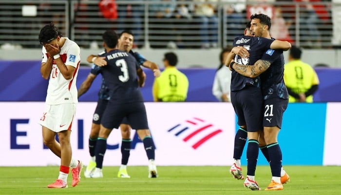 Paraguays Gabriel Avalos and teammates celebrate after the match as Turkiyes Can Uzun looks dejected during their Fifa World Cup 2026 Group D match, San Francisco Bay Area Stadium, Santa Clara, California, US, June 19, 2026. — Reuters